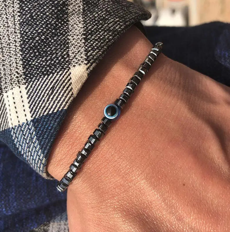 Men- Natural Stone Bracelet  Evil Eye