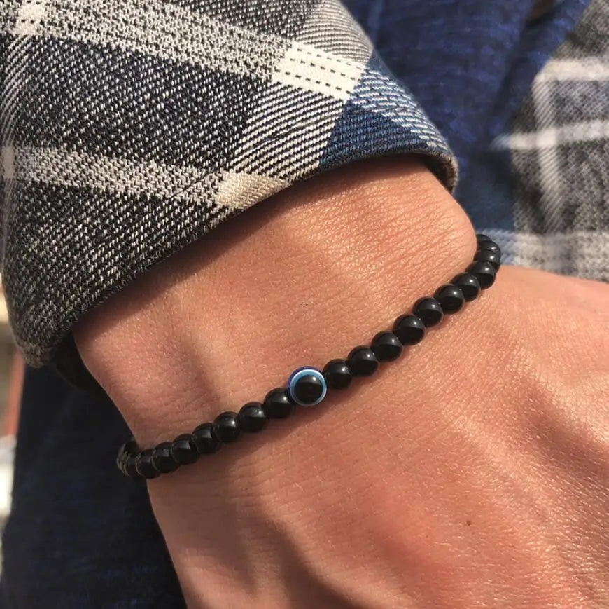 Men- Natural Stone Bracelet  Evil Eye