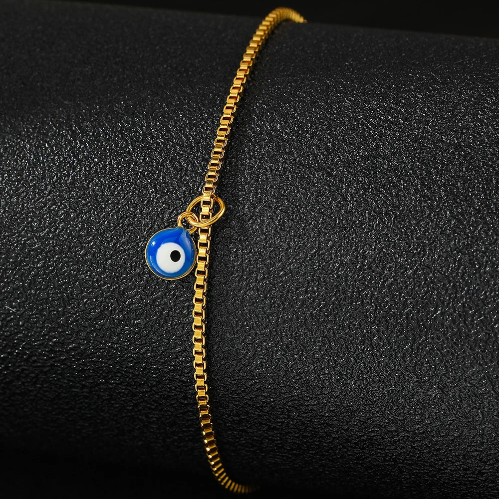 Women - Stainless Steel anklet Blue Eye bracelet