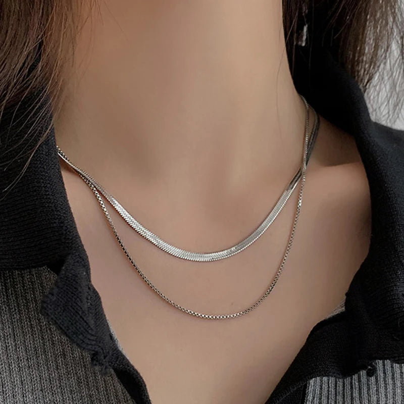 Women - Stainless steel Double layered  necklace