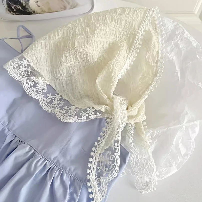 White Woven - Floral Lace Hair Scarf