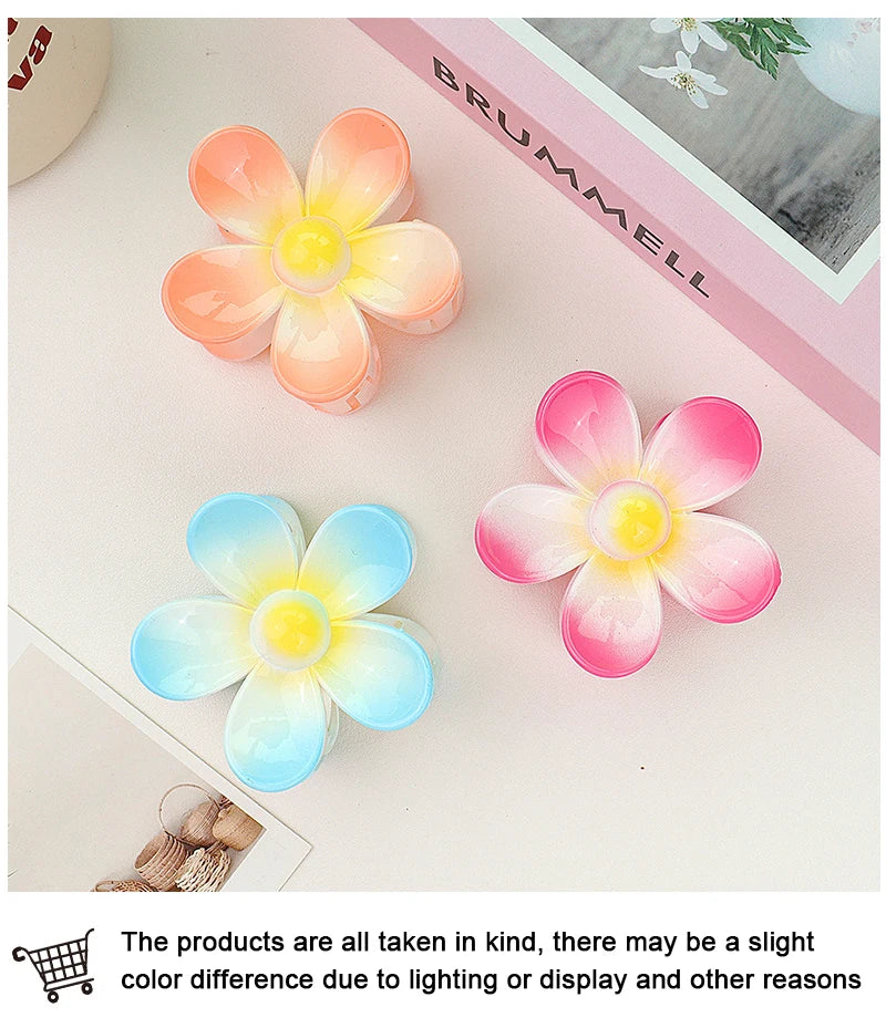 Sweet Flower Hair Claw Clips - Frosted Solid Color