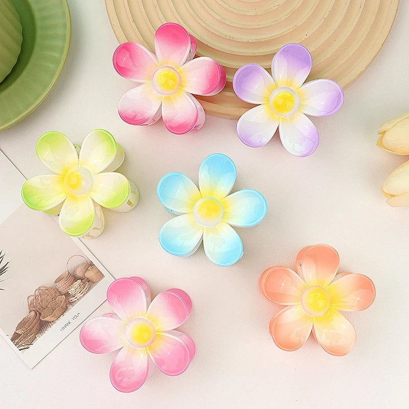 Sweet Flower Hair Claw Clips - Frosted Solid Color