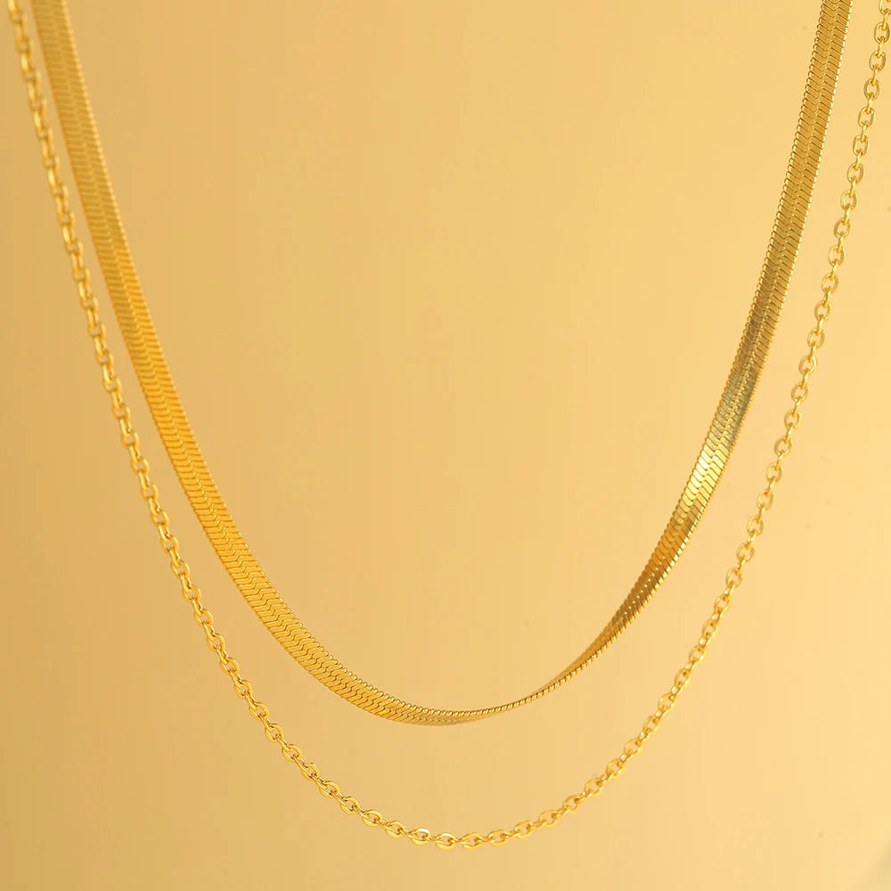 Women - Stainless steel Double layered  necklace