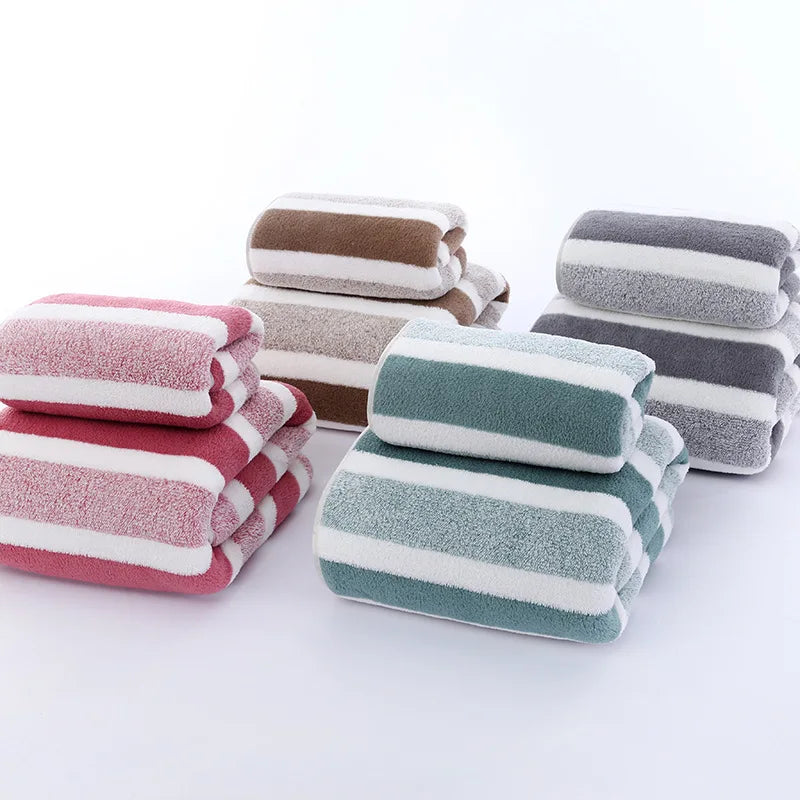 Striped Pattern Towel- Set Soft Bath Towel