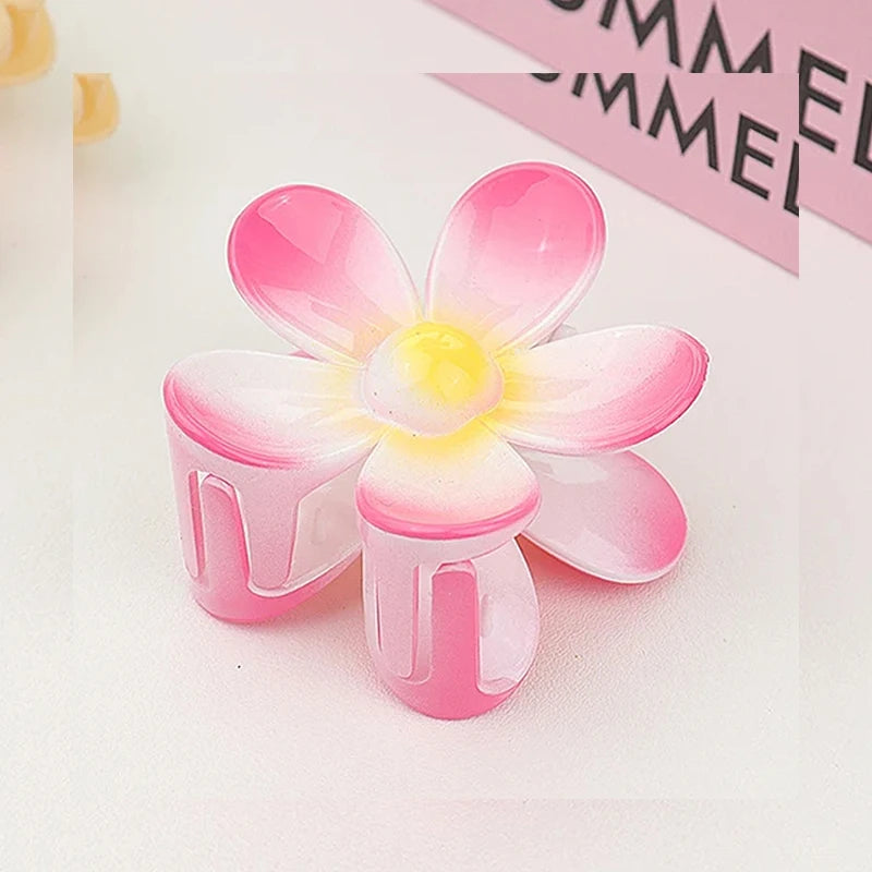 Sweet Flower Hair Claw Clips - Frosted Solid Color