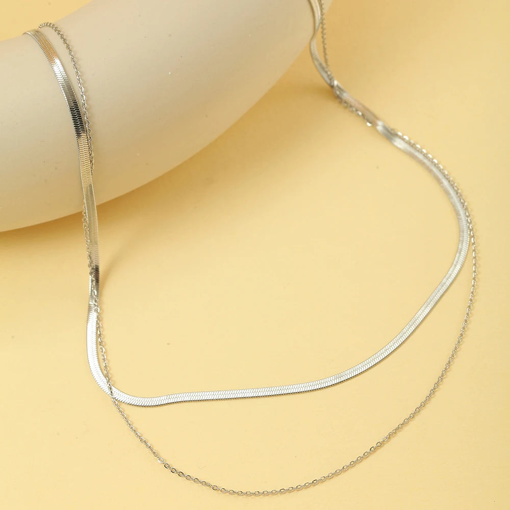 Women - Stainless steel Double layered  necklace