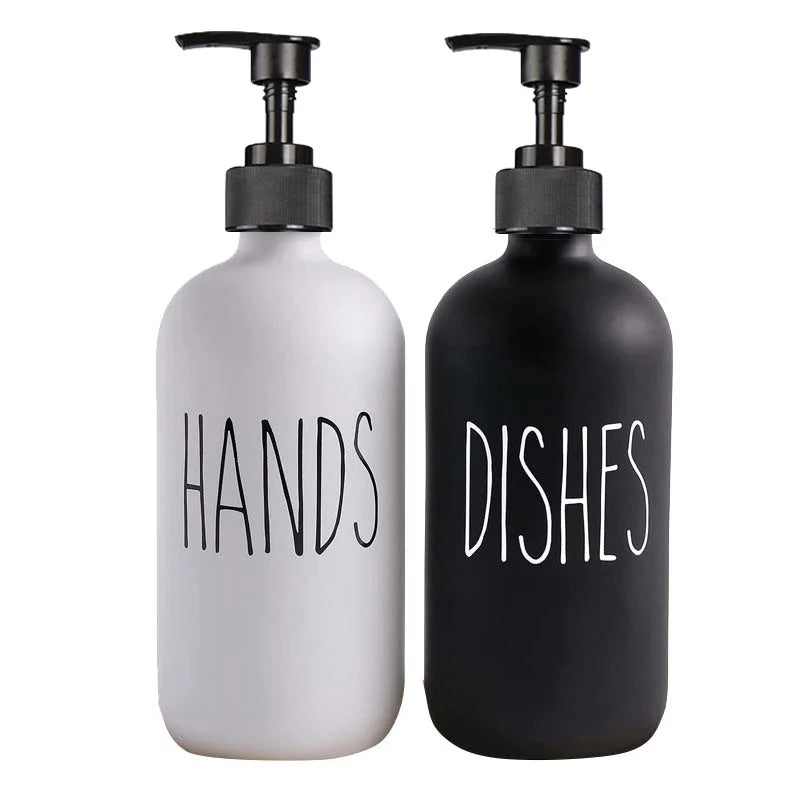 Black Dish Soap Dispenser Set with - Plastic Pump Refillable Liquid shampoo