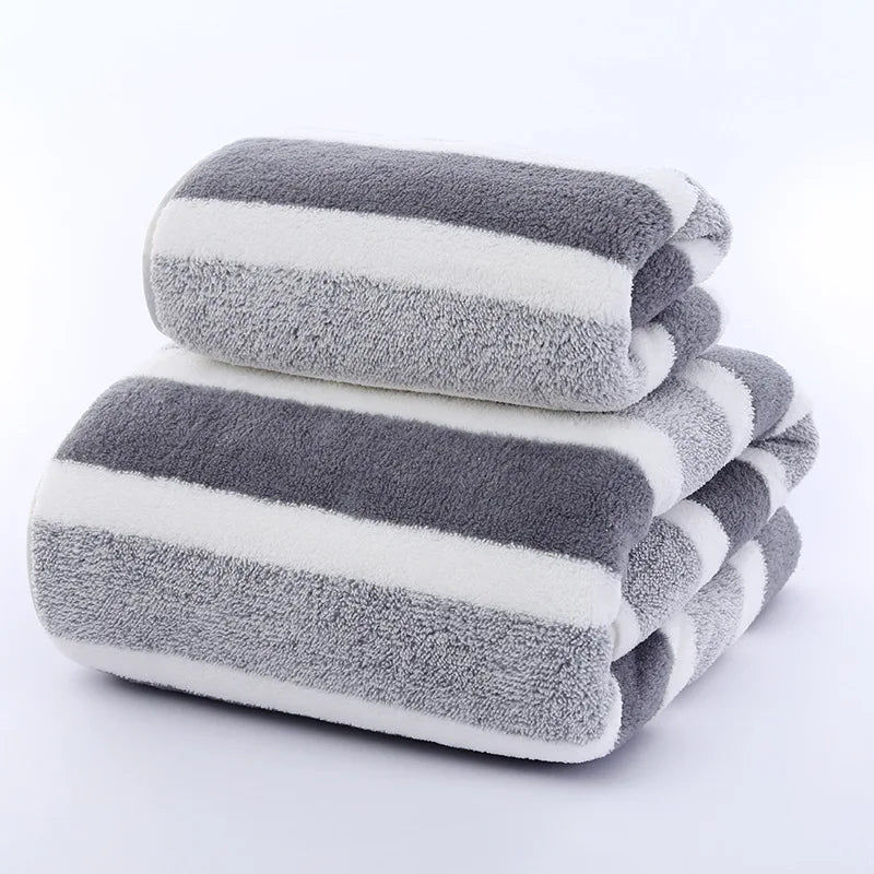 Striped Pattern Towel- Set Soft Bath Towel