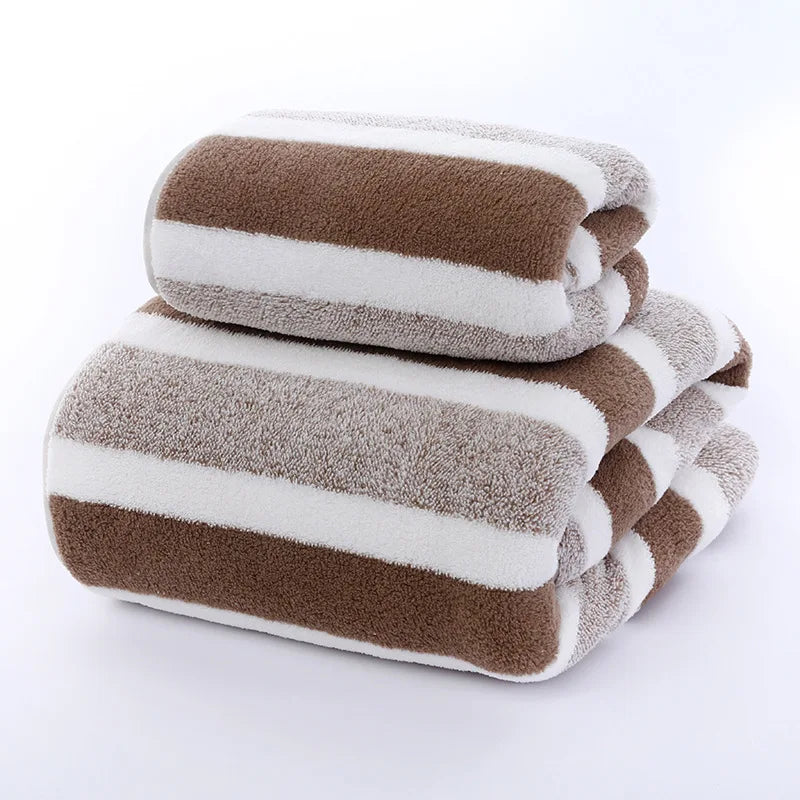 Striped Pattern Towel- Set Soft Bath Towel