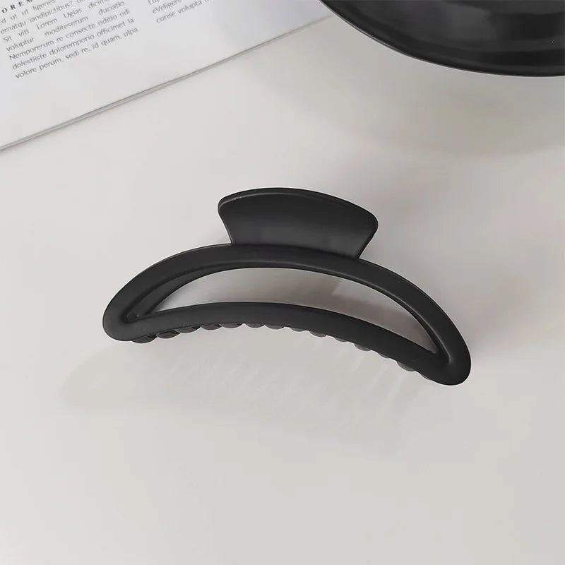 Elegant Black Geometric Plastic Hair - Clips