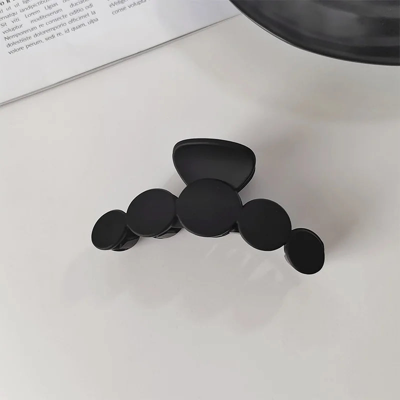 Elegant Black Geometric Plastic Hair - Clips