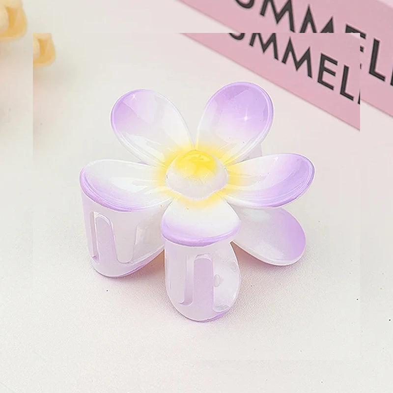 Sweet Flower Hair Claw Clips - Frosted Solid Color