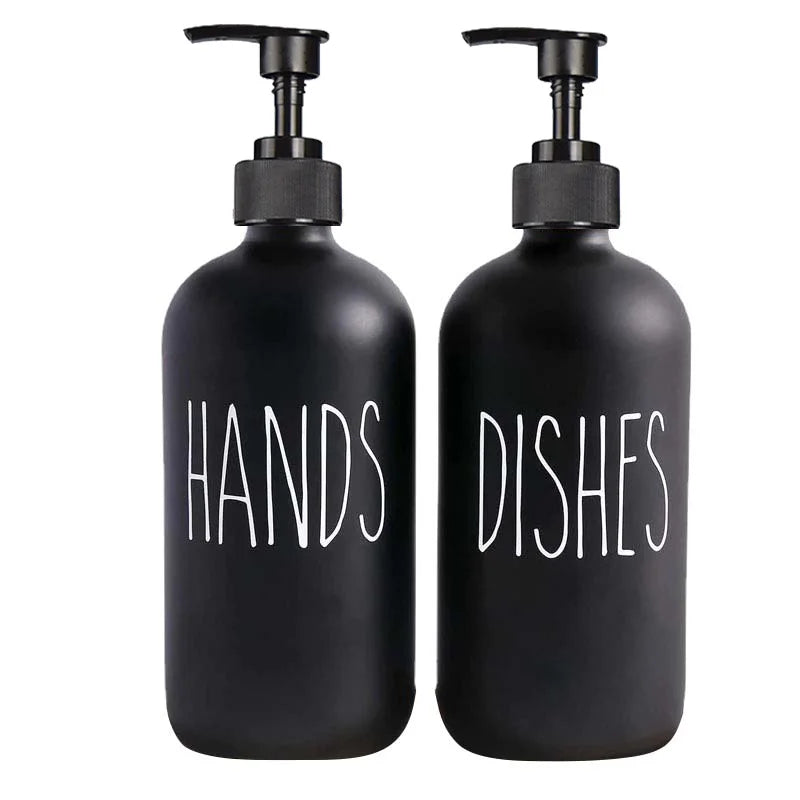 Black Dish Soap Dispenser Set with - Plastic Pump Refillable Liquid shampoo