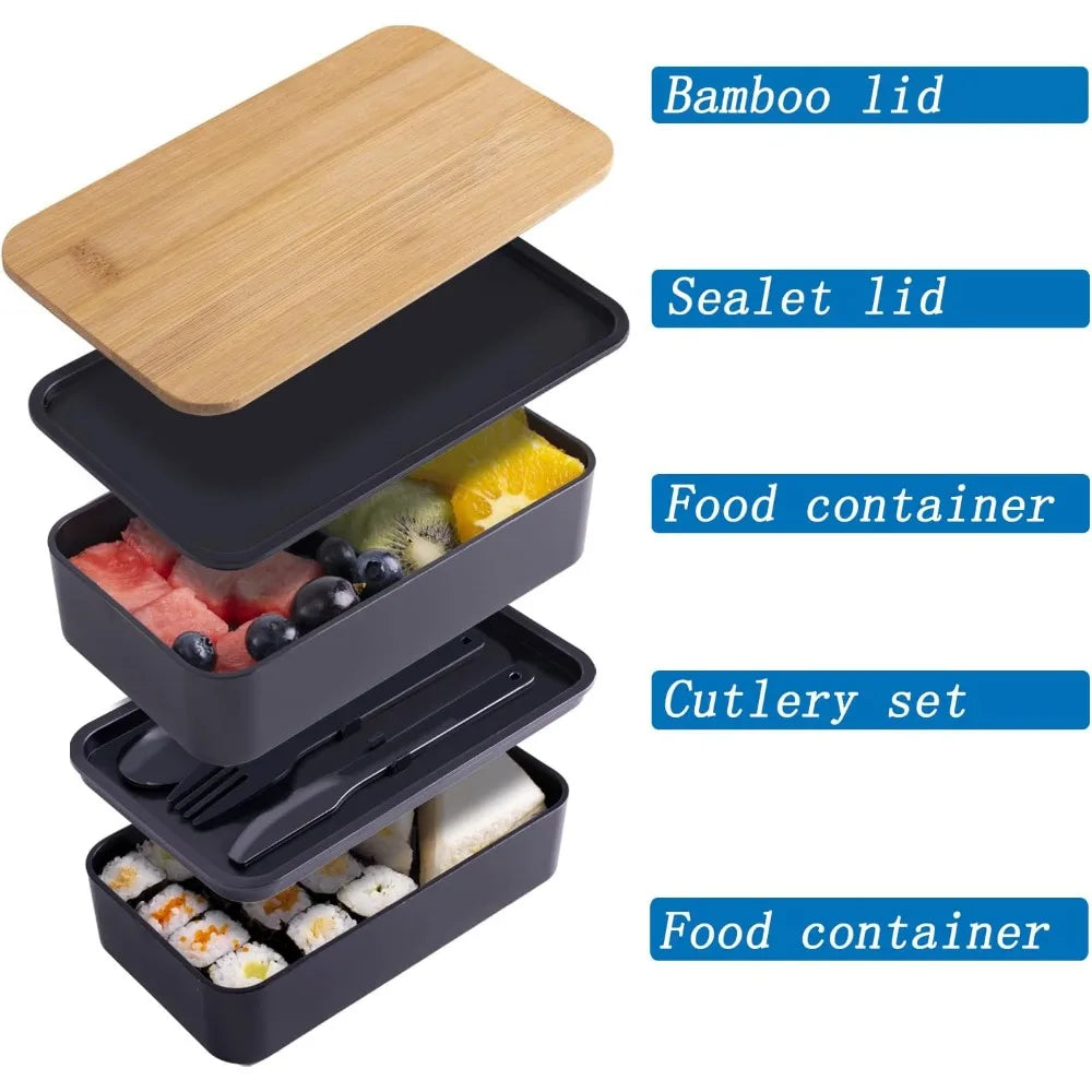 Lunch Box -with Insulated Bag Microwaveable Divided Large Capacity Bento Box