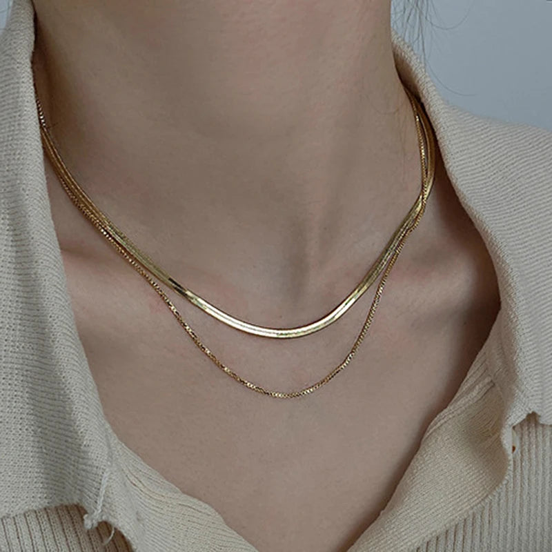 Women - Stainless steel Double layered  necklace