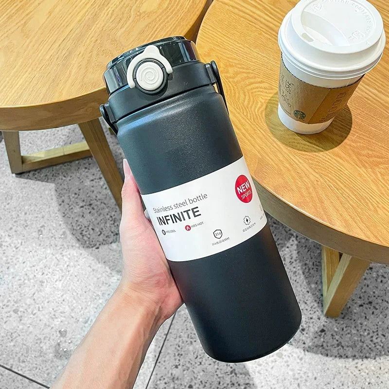 Thermos Bottle - with Straw Stainless Steel