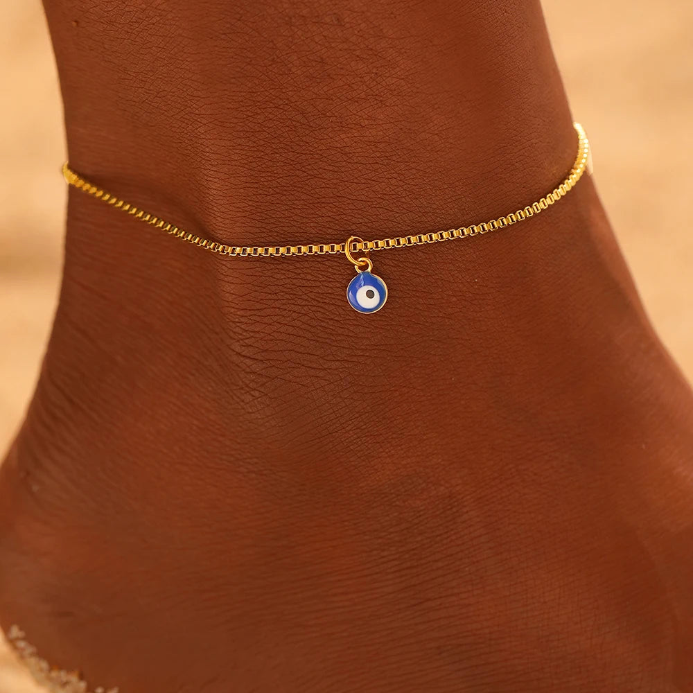 Women - Stainless Steel anklet Blue Eye bracelet