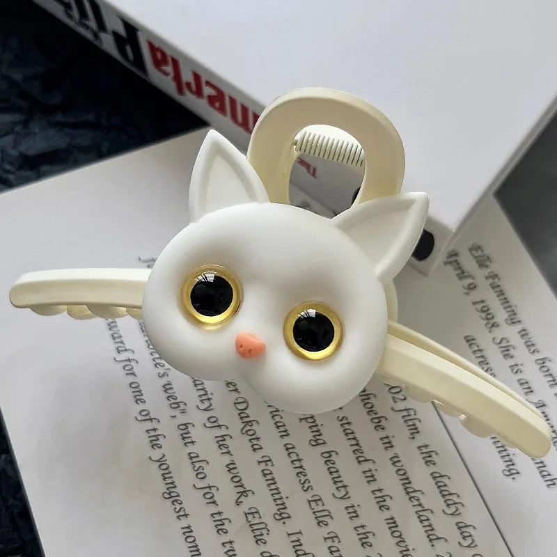 Cartoon Cat - Hairpin for Women Black White Design Hair Clips