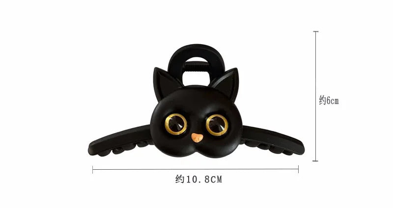 Cartoon Cat - Hairpin for Women Black White Design Hair Clips