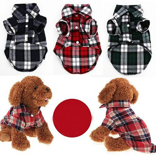 Small Dog Jacket dog - clothes Pet Plaid Shirt