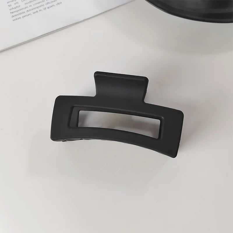 Elegant Black Geometric Plastic Hair - Clips