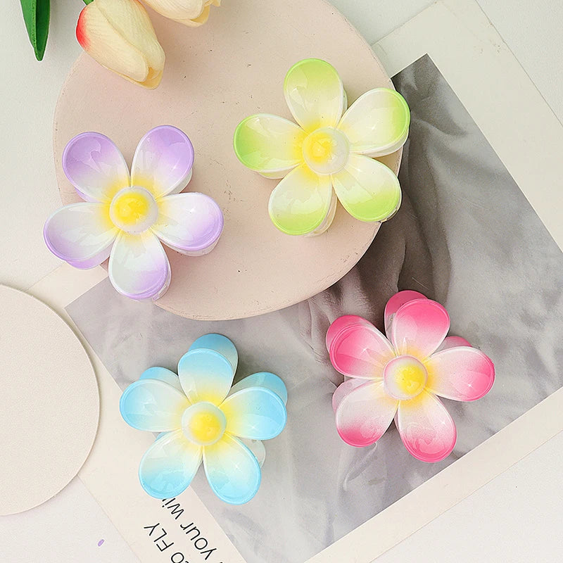 Sweet Flower Hair Claw Clips - Frosted Solid Color