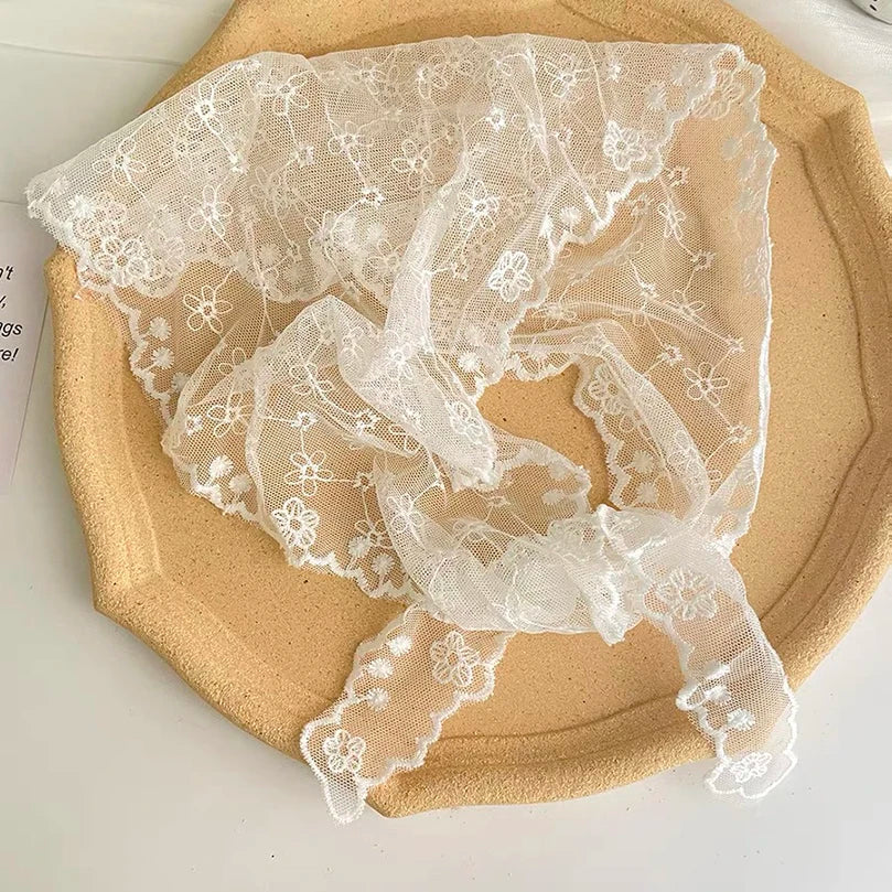 White Woven - Floral Lace Hair Scarf