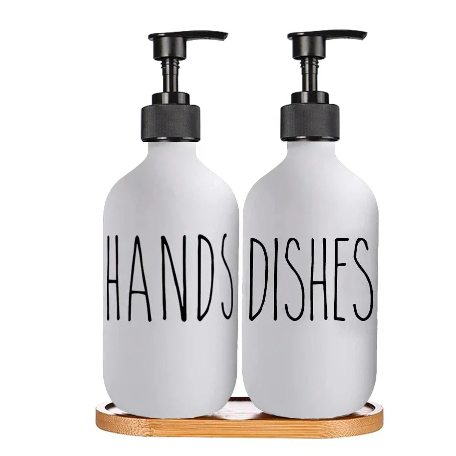 Black Dish Soap Dispenser Set with - Plastic Pump Refillable Liquid shampoo