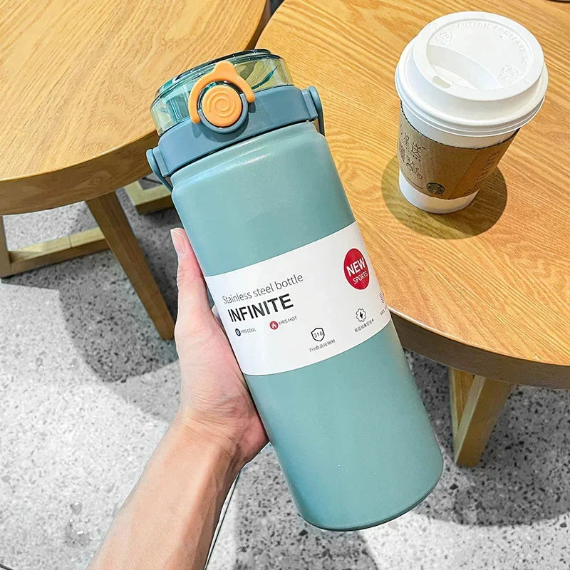 Thermos Bottle - with Straw Stainless Steel