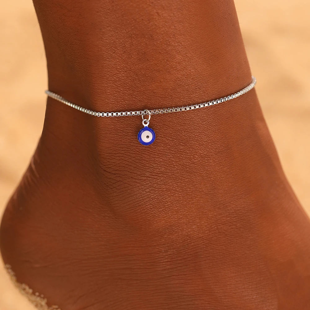 Women - Stainless Steel anklet Blue Eye bracelet