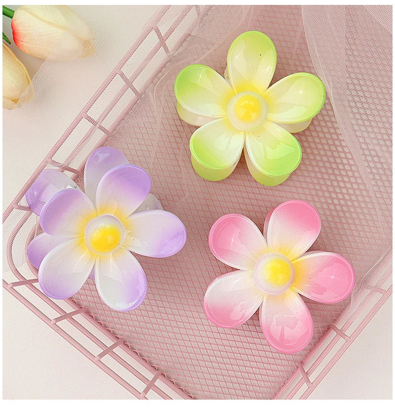 Sweet Flower Hair Claw Clips - Frosted Solid Color