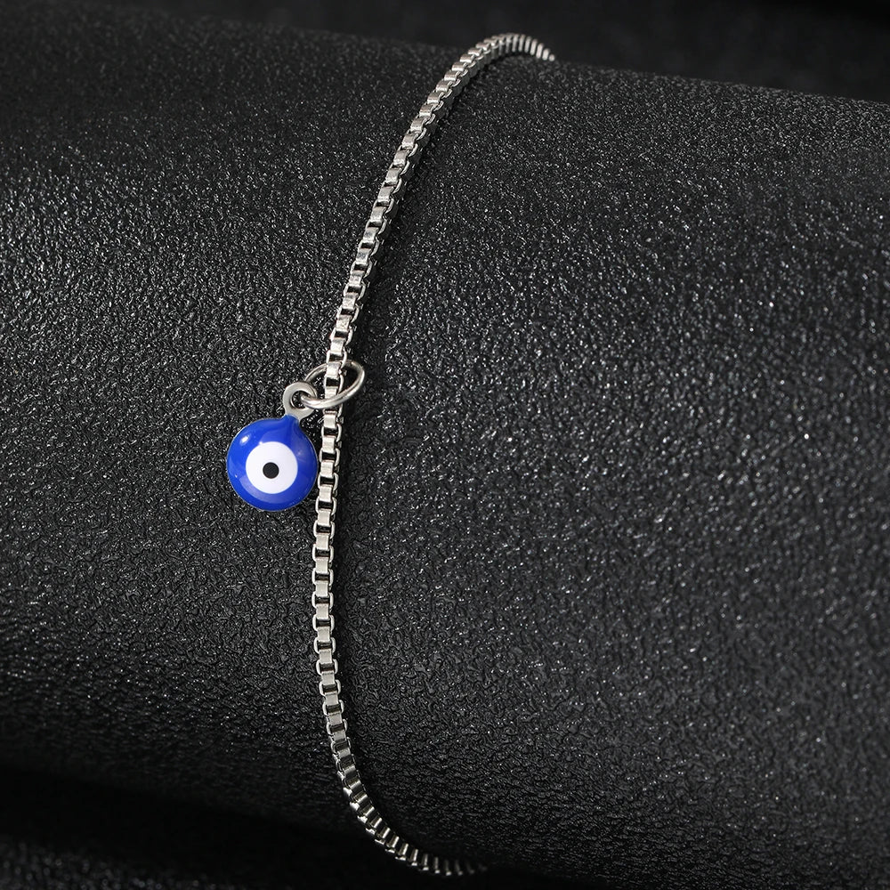 Women - Stainless Steel anklet Blue Eye bracelet