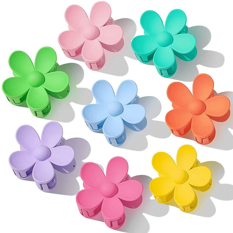 Sweet Flower Hair Claw Clips - Frosted Solid Color