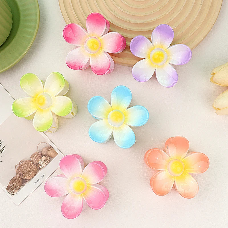 Sweet Flower Hair Claw Clips - Frosted Solid Color