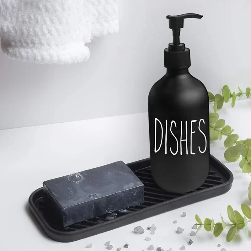 Black Dish Soap Dispenser Set with - Plastic Pump Refillable Liquid shampoo