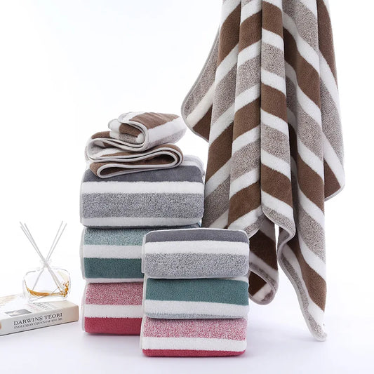 Striped Pattern Towel- Set Soft Bath Towel