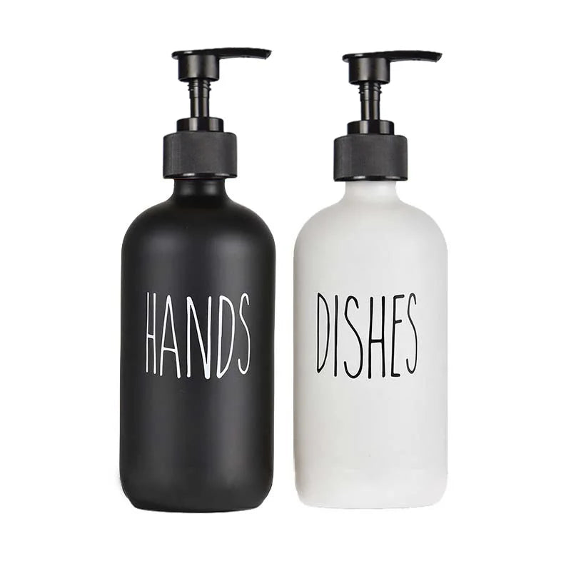 Black Dish Soap Dispenser Set with - Plastic Pump Refillable Liquid shampoo