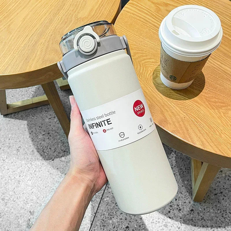 Thermos Bottle - with Straw Stainless Steel