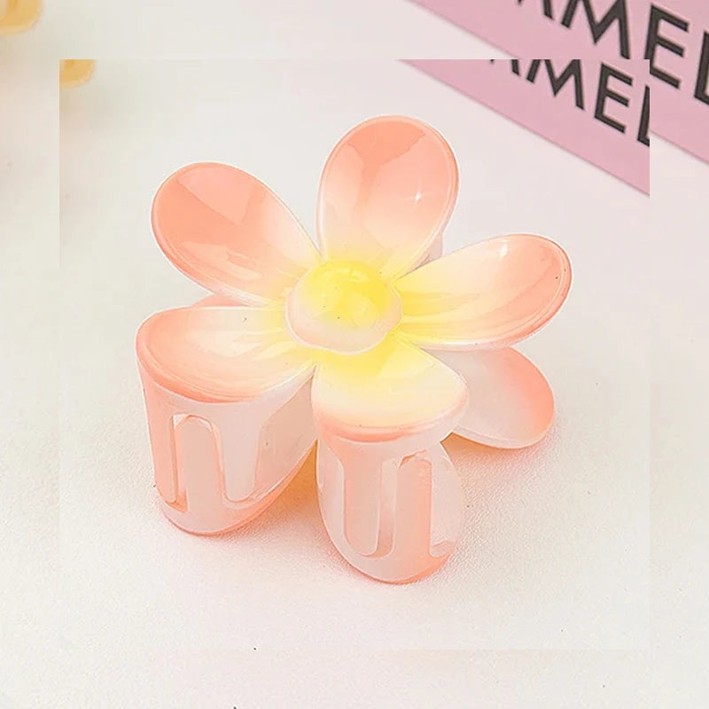 Sweet Flower Hair Claw Clips - Frosted Solid Color